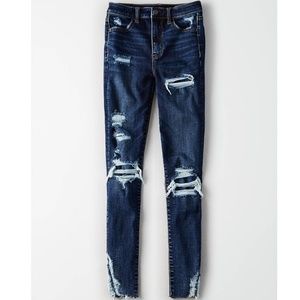 American Eagle Super Hi Rose Destroyed Jegging 8S